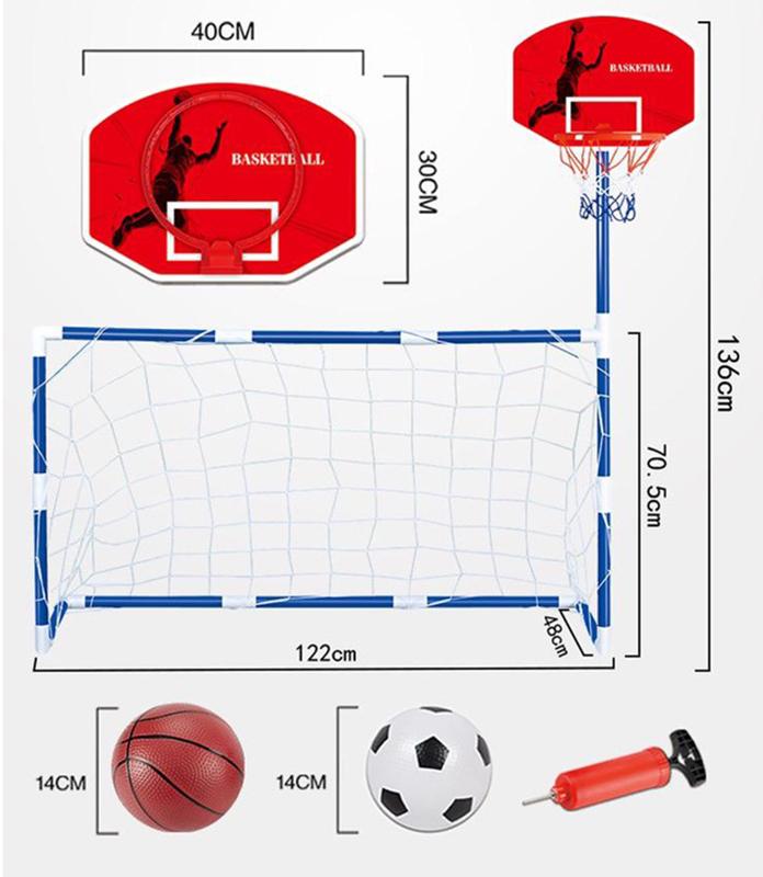2-in-1 Football Goal and Basketball Hoop Set - Image 2
