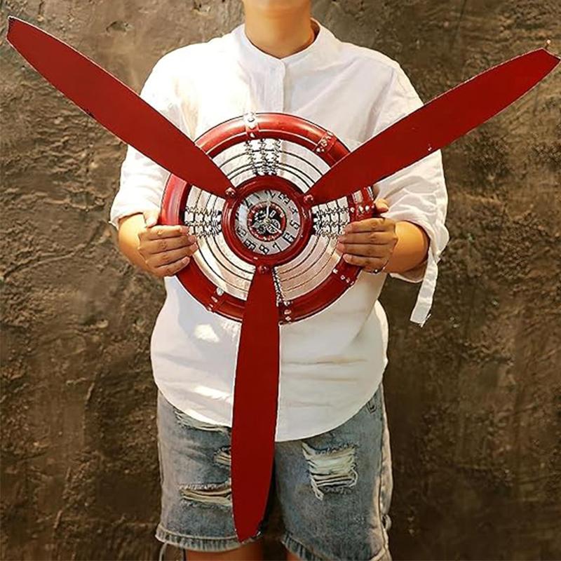 Kidsrock Vintage Clock Propeller Wall Decoration-Red - Image 3