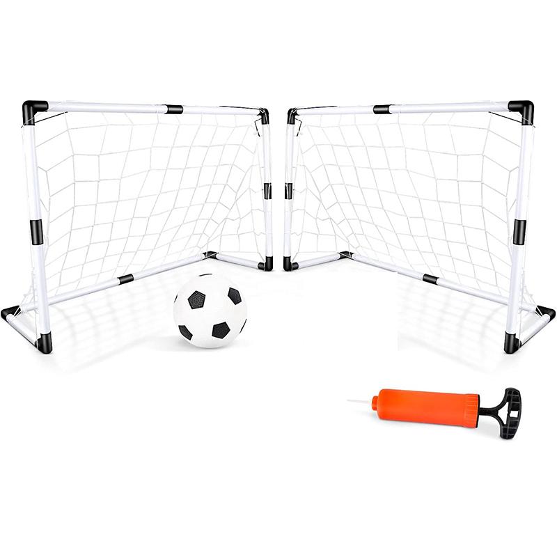 Children's 2 Soccer Goals Portable Mini Kids Soccer Goal Post Set