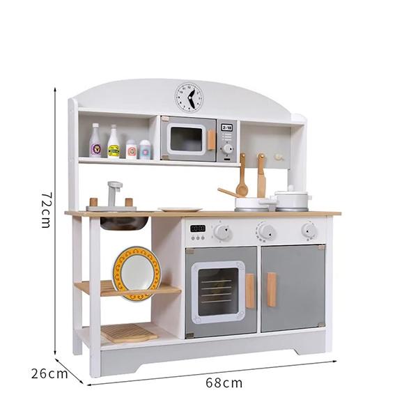 Kidsrock Children's Wooden Pretend Play Kitchen with Utensils - Image 3