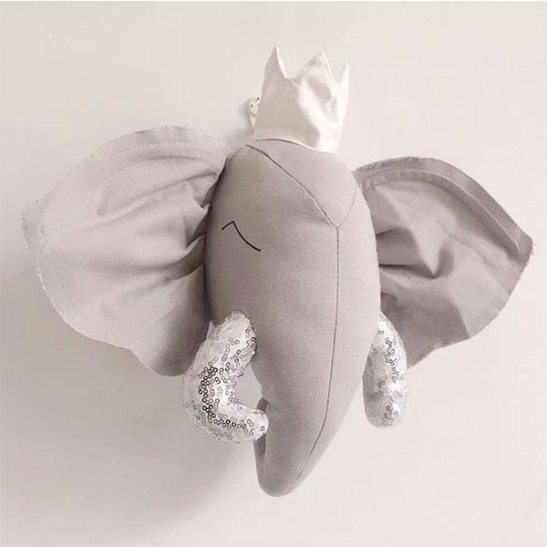 Gray Elephant with crown 3D Animal Head - Image 4