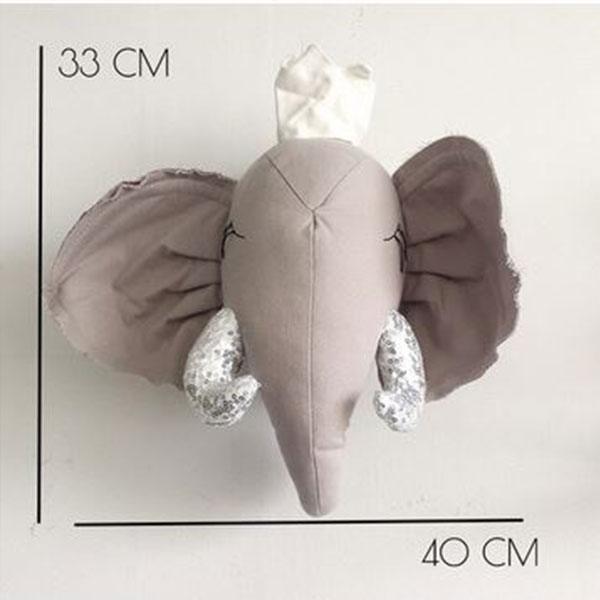 Gray Elephant with crown 3D Animal Head - Image 3