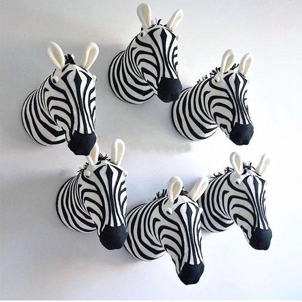 Plush Zebra Stuffed Animal Heads Wall Decoration - Image 2