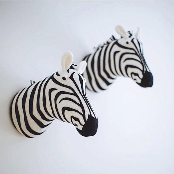 Plush Zebra Stuffed Animal Heads Wall Decoration - Image 3